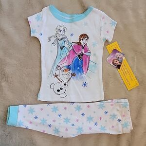 DISNEY FROZEN 2-PIECE ELSA ANNA OLAF PAJAMAS, SIZE 12 MONTHS NEW!